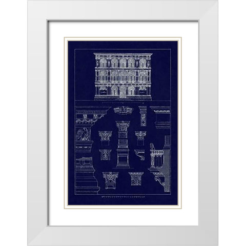 Palazzo Vendramin-Calergi at Venice (Blueprint) White Modern Wood Framed Art Print with Double Matting by Buhlmann, J.
