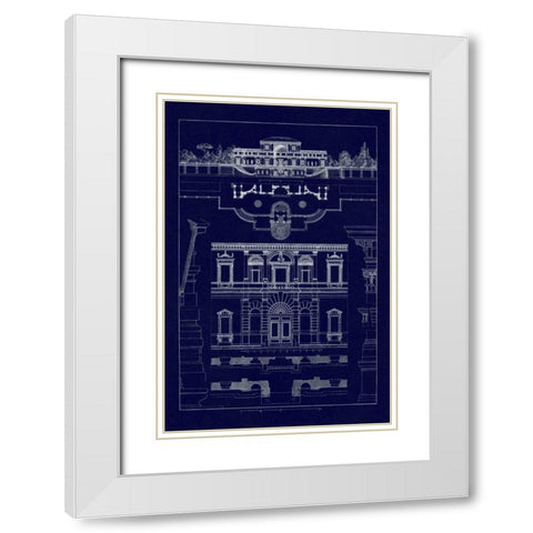 Villa Sacchetti, Villa Papa Giulio at Rome (Blueprint) White Modern Wood Framed Art Print with Double Matting by Buhlmann, J.