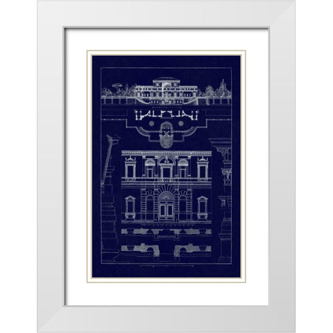 Villa Sacchetti, Villa Papa Giulio at Rome (Blueprint) White Modern Wood Framed Art Print with Double Matting by Buhlmann, J.