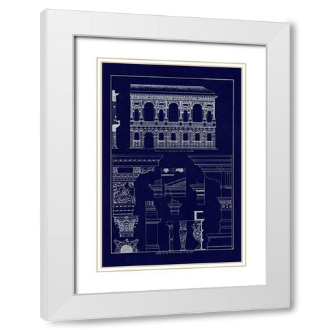 Palazzo Bevilacqua at Verona (Blueprint) White Modern Wood Framed Art Print with Double Matting by Buhlmann, J.