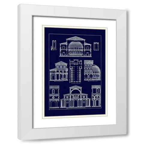 Interior of Basilica (Blueprint) White Modern Wood Framed Art Print with Double Matting by Buhlmann, J.