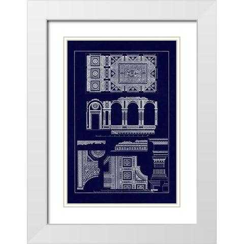 Covered Ceiling, Hotel de Villa (Blueprint) White Modern Wood Framed Art Print with Double Matting by Buhlmann, J.