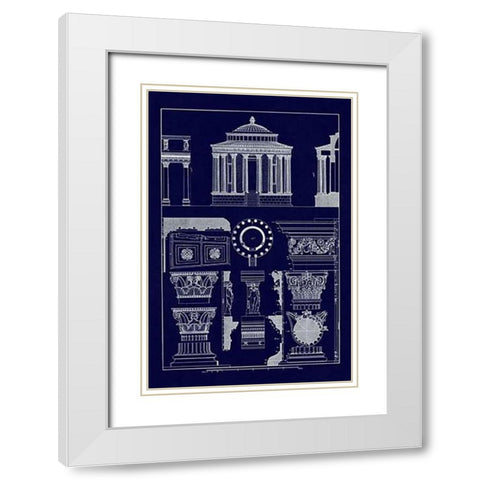 Temple of Vesta at Tivoli, Incantana at Salonichi (Blueprint) White Modern Wood Framed Art Print with Double Matting by Buhlmann, J.