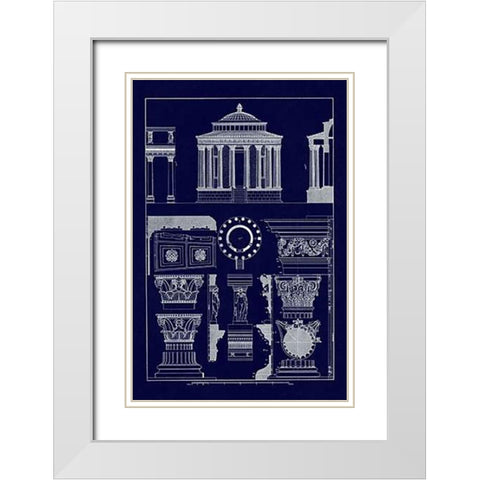 Temple of Vesta at Tivoli, Incantana at Salonichi (Blueprint) White Modern Wood Framed Art Print with Double Matting by Buhlmann, J.