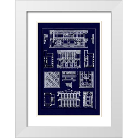 Halls with Galleries (Blueprint) White Modern Wood Framed Art Print with Double Matting by Buhlmann, J.