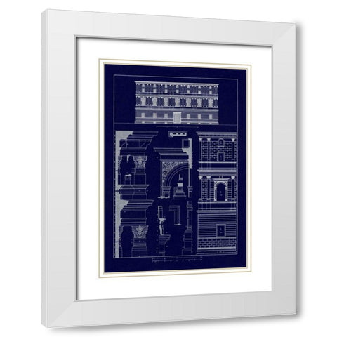 Palazzo Giraud at Rome (Blueprint) White Modern Wood Framed Art Print with Double Matting by Buhlmann, J.
