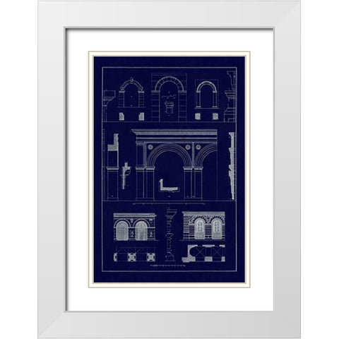 Gateways, Arches and Arcades (Blueprint) White Modern Wood Framed Art Print with Double Matting by Buhlmann, J.