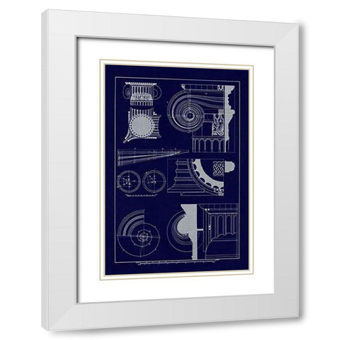 Capitals of the Erechtheum (Blueprint) White Modern Wood Framed Art Print with Double Matting by Buhlmann, J.