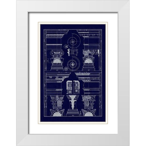 Pediments of the Renaissance (Blueprint) White Modern Wood Framed Art Print with Double Matting by Buhlmann, J.