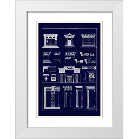 Hellenic Chapel and Decorative Forms (Blueprint) White Modern Wood Framed Art Print with Double Matting by Buhlmann, J.