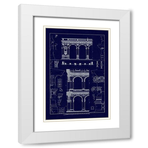 Porch of the Cathedral of Spoleto and Arcade from Palazzo Farnese (Blueprint) White Modern Wood Framed Art Print with Double Matting by Buhlmann, J.