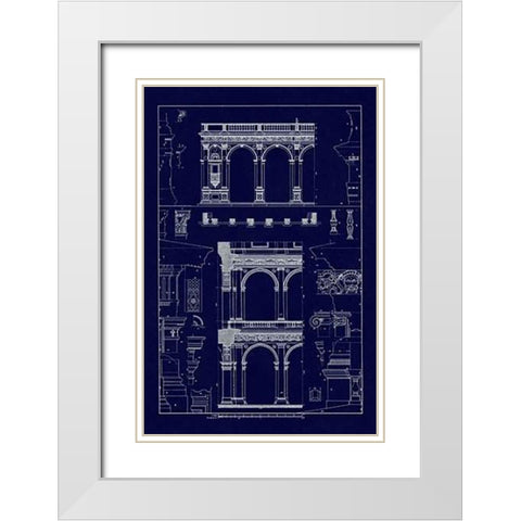Porch of the Cathedral of Spoleto and Arcade from Palazzo Farnese (Blueprint) White Modern Wood Framed Art Print with Double Matting by Buhlmann, J.