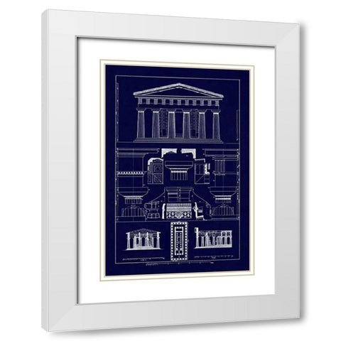 Temple of Vintageeidon at Paestum (Blueprint) White Modern Wood Framed Art Print with Double Matting by Buhlmann, J.