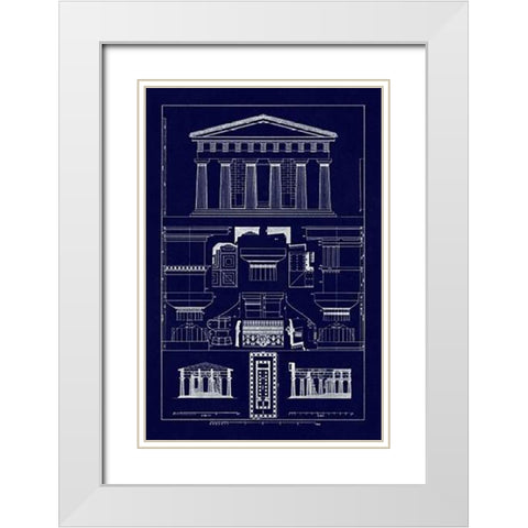 Temple of Vintageeidon at Paestum (Blueprint) White Modern Wood Framed Art Print with Double Matting by Buhlmann, J.
