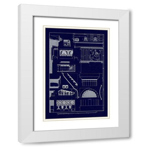 Details of Parthenon at Athens (Blueprint) White Modern Wood Framed Art Print with Double Matting by Buhlmann, J.