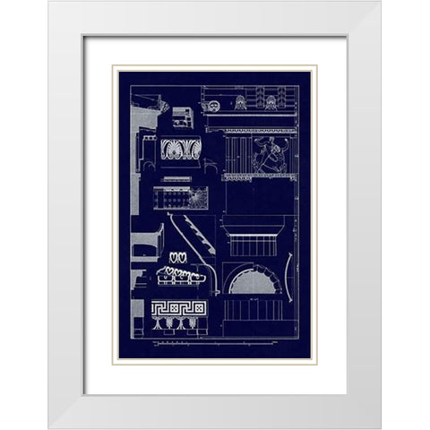 Details of Parthenon at Athens (Blueprint) White Modern Wood Framed Art Print with Double Matting by Buhlmann, J.