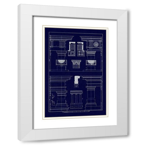 Doric, Tuscan Orders and Columns (Blueprint) White Modern Wood Framed Art Print with Double Matting by Buhlmann, J.