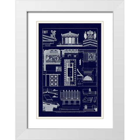 Temple of Athene and Theseus, PolyMuseumome (Blueprint) White Modern Wood Framed Art Print with Double Matting by Buhlmann, J.