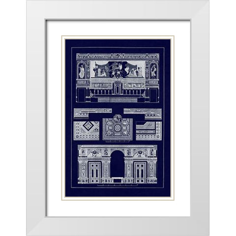 Decoration of Large Halls, PolyMuseumome (Blueprint) White Modern Wood Framed Art Print with Double Matting by Buhlmann, J.
