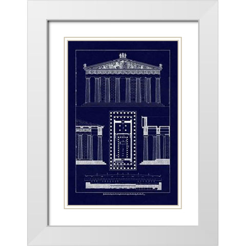 The Parthenon at Athens, PolyMuseumome (Blueprint) White Modern Wood Framed Art Print with Double Matting by Buhlmann, J.