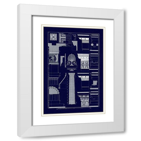 Details of Parthenon, PolyMuseumome (Blueprint) White Modern Wood Framed Art Print with Double Matting by Buhlmann, J.