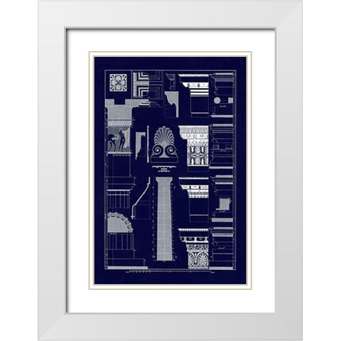 Details of Parthenon, PolyMuseumome (Blueprint) White Modern Wood Framed Art Print with Double Matting by Buhlmann, J.