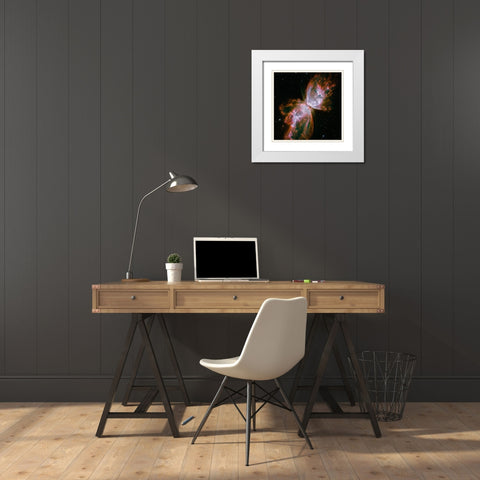 Butterfly Nebula (square) White Modern Wood Framed Art Print with Double Matting by NASA