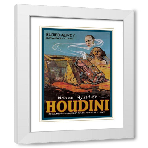 Magicians: Literary Digest: Houdini Buried Alive White Modern Wood Framed Art Print with Double Matting by Unknown