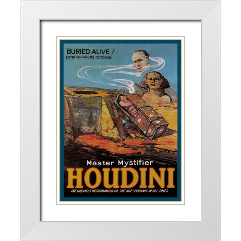 Magicians: Literary Digest: Houdini Buried Alive White Modern Wood Framed Art Print with Double Matting by Unknown