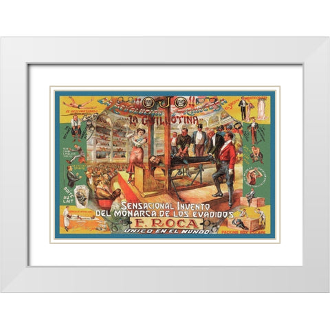 Magicians: Guillotina: F. Roca White Modern Wood Framed Art Print with Double Matting by Unknown