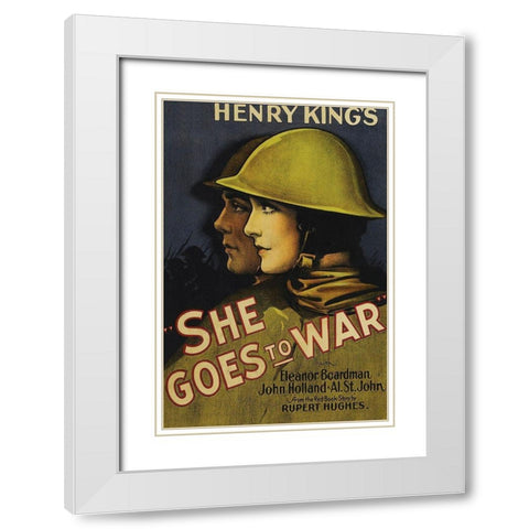 Vintage Film Posters: She Goes to War White Modern Wood Framed Art Print with Double Matting by Unknown