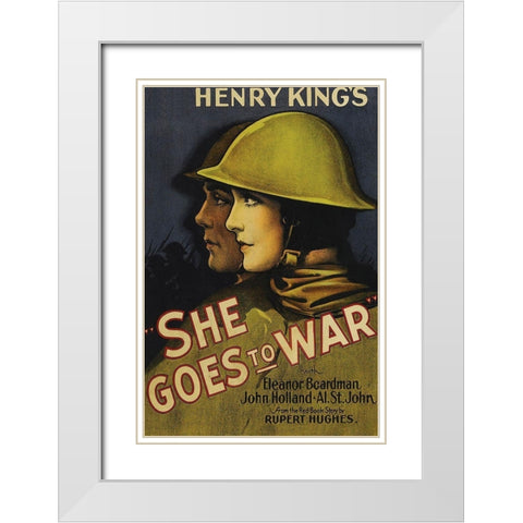 Vintage Film Posters: She Goes to War White Modern Wood Framed Art Print with Double Matting by Unknown