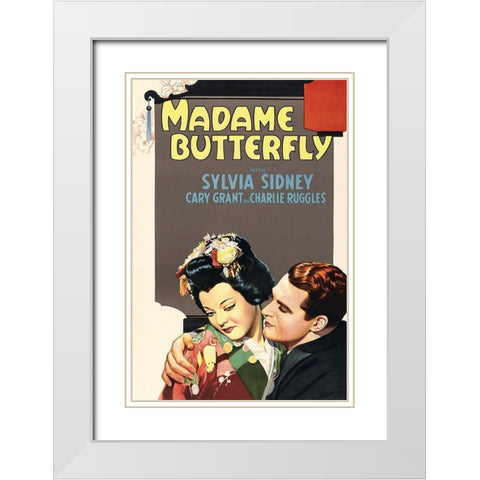 Vintage Film Posters: Madame Butterfly White Modern Wood Framed Art Print with Double Matting by Unknown