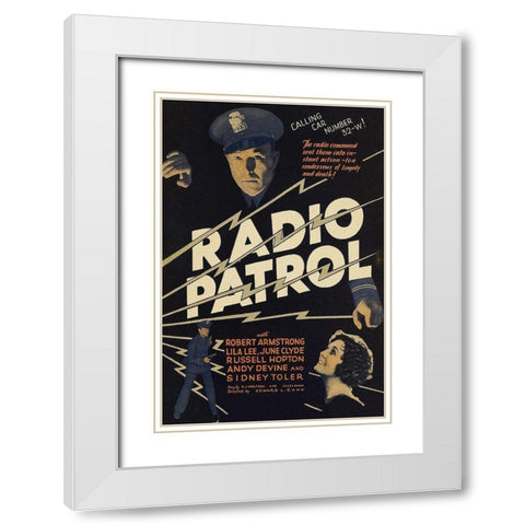 Vintage Film Posters: Radio Patrol White Modern Wood Framed Art Print with Double Matting by Unknown