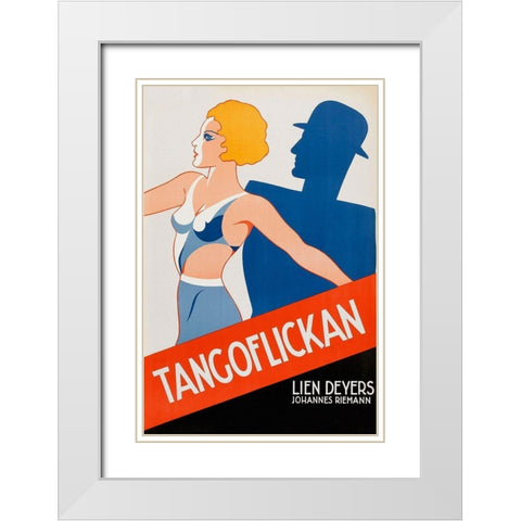 Vintage Film Posters: Tango Movies Tangoflickan White Modern Wood Framed Art Print with Double Matting by Unknown