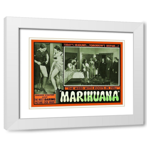 Vintage Vices: Marihuana: The Weed With Roots in Hell White Modern Wood Framed Art Print with Double Matting by Vintage Vices