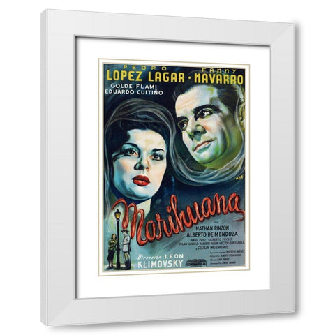 Vintage Vices: Marihuana White Modern Wood Framed Art Print with Double Matting by Vintage Vices