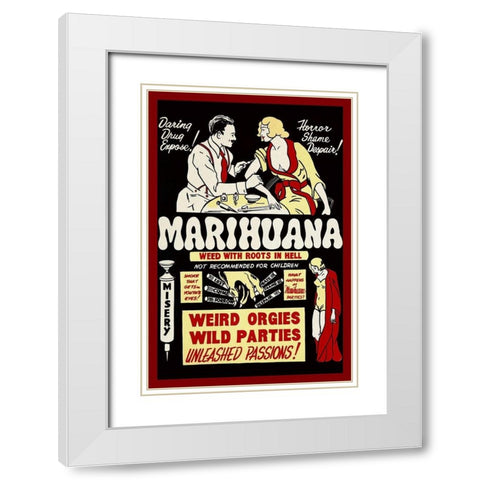 Vintage Vices: Marihuana: Weed with Roots in Hell White Modern Wood Framed Art Print with Double Matting by Vintage Vices