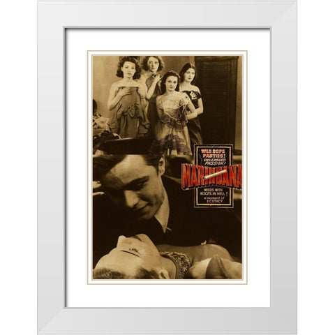 Vintage Vices: Wild Dope Parties! Marihuana. White Modern Wood Framed Art Print with Double Matting by Vintage Vices