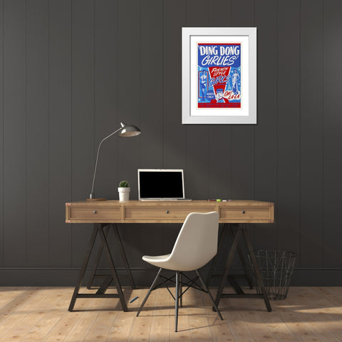 Vintage Vices: Ding Dong Girlies White Modern Wood Framed Art Print with Double Matting by Vintage Vices
