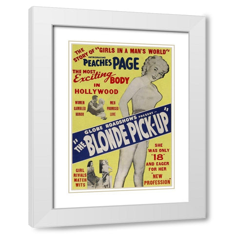 Vintage Vices: Blonde Pick-Up White Modern Wood Framed Art Print with Double Matting by Vintage Vices