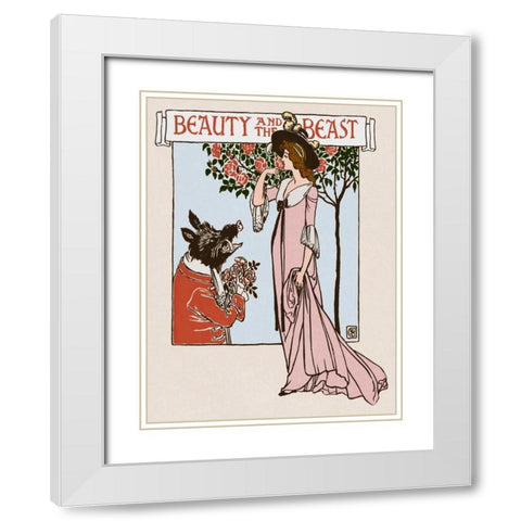 Beauty and the Beast Title Page White Modern Wood Framed Art Print with Double Matting by Crane, Walter