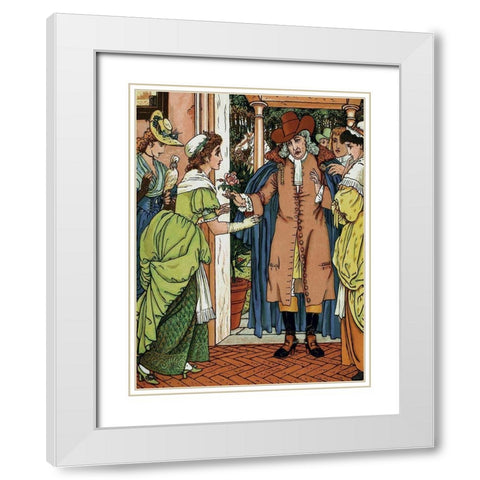 Beauty and the Beast - Greetings White Modern Wood Framed Art Print with Double Matting by Crane, Walter