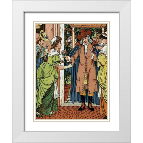 Beauty and the Beast - Greetings White Modern Wood Framed Art Print with Double Matting by Crane, Walter