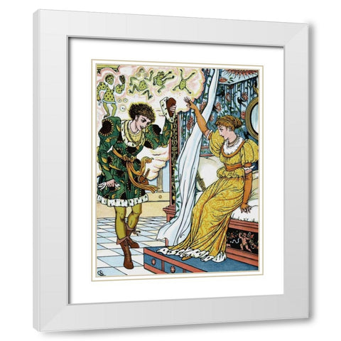 Frog Prince - The Transformation White Modern Wood Framed Art Print with Double Matting by Crane, Walter