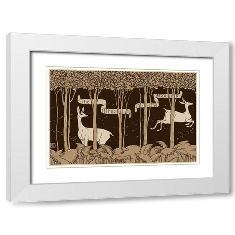 Hind in the Wood Title Page White Modern Wood Framed Art Print with Double Matting by Crane, Walter