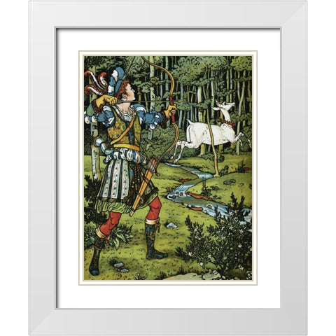 Hind in the Wood - The Archer White Modern Wood Framed Art Print with Double Matting by Crane, Walter