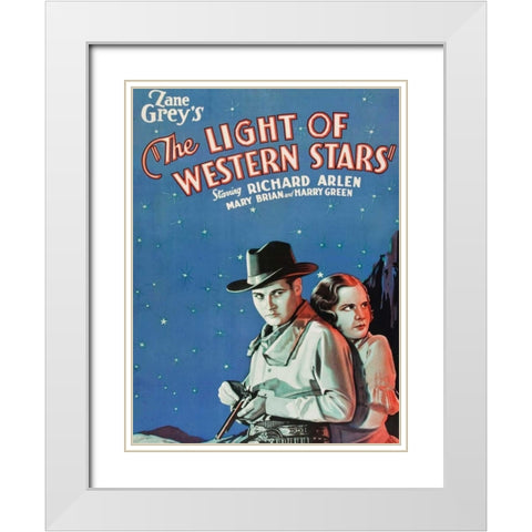 Vintage Westerns: Light of the Western Stars White Modern Wood Framed Art Print with Double Matting by Unknown