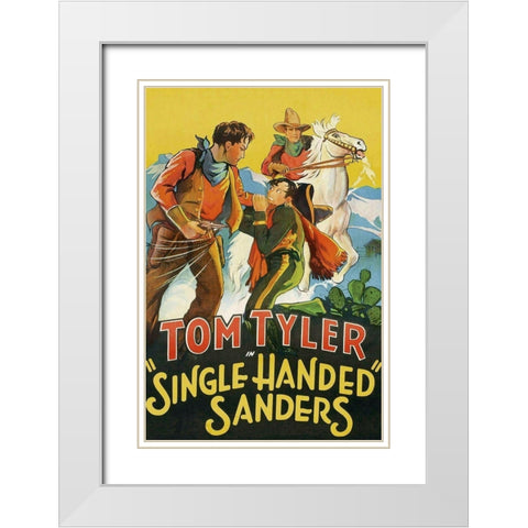 Vintage Westerns: Single Handed Sanders White Modern Wood Framed Art Print with Double Matting by Unknown