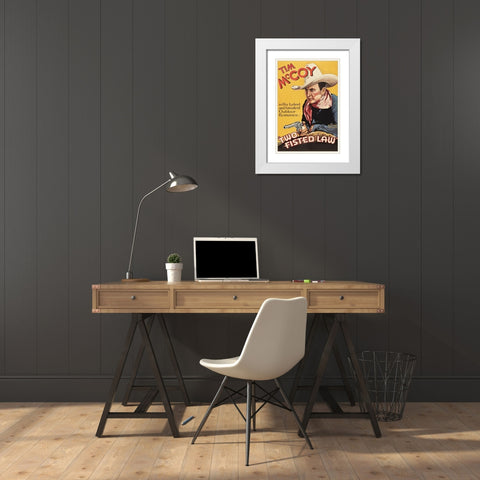 Vintage Westerns: Two Fisted Law White Modern Wood Framed Art Print with Double Matting by Unknown